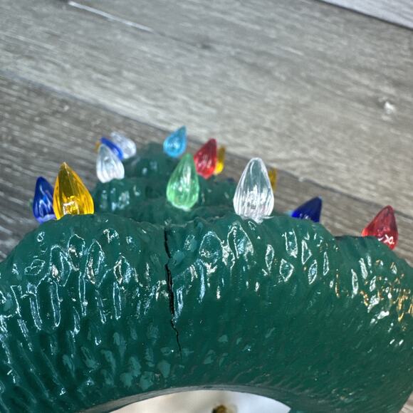 Vintage Ceramic Light Christmas Tree 7 Inches Semi Oval Shape ~repainted - Picture 8 of 12